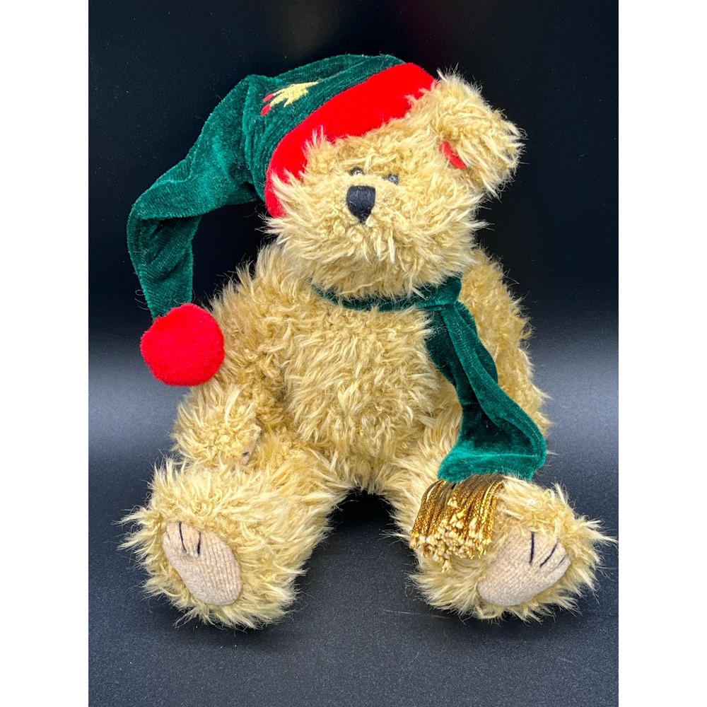 Ty Plush Teddy Bear Christmas Elf Hat Gold Accents Holiday Stuffed Animal 5.5"‎